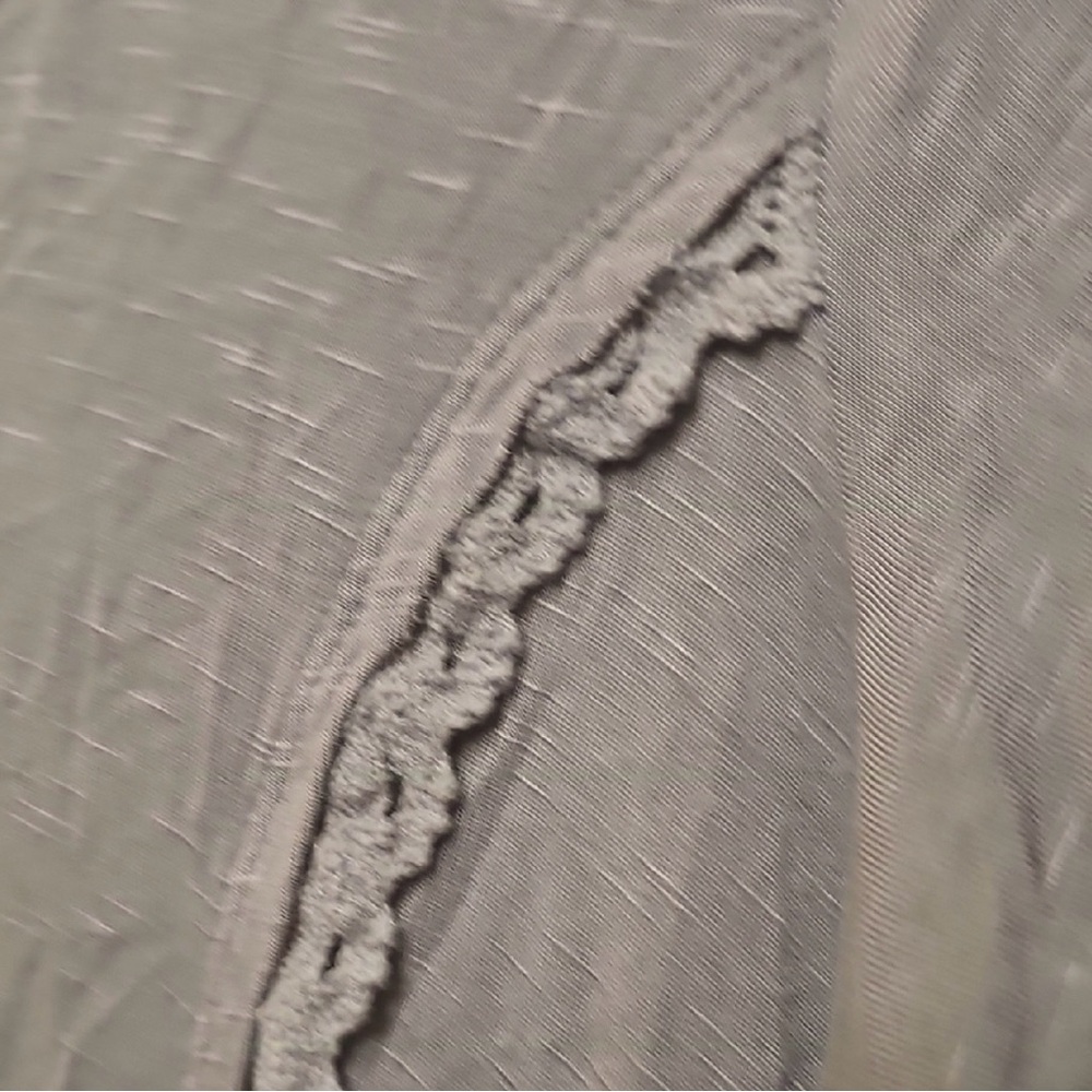 Knox Rose Gray Lace Tie back Short Sleeve Shirt Women’s L EUC - Picture 5 of 9